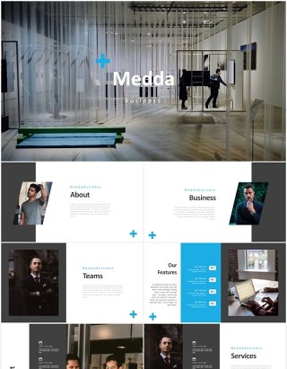 高端商务工作报告计划国外PPT模板medda powerpoint template