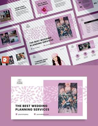 婚礼活动策划婚庆公司介绍宣传PPT模板不含照片Wedding Planner PowerPoint Presentation Template