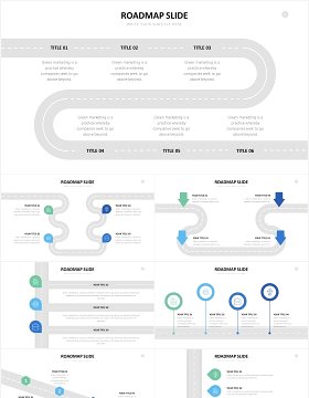 城市规划道路路标路线图可视化图表PPT素材Roadmap Powerpoint Slides