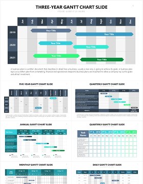 项目进度甘特图表格PPT信息图表素材Gantt Slides V3 Powerpoint Template