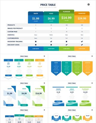 定价表价格服务列表清单信息图表PPT素材Pricing Table Powerpoint Slides