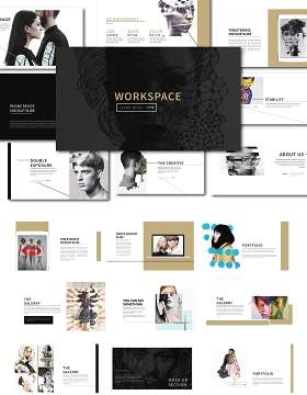 办公简洁时尚PPT模板版式设计Workspace Clean Powerpoint