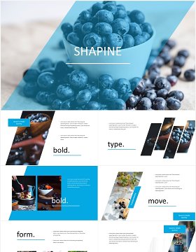 蓝色国外图片排版PPT信息图表模板Shapine - Powerpoint Template