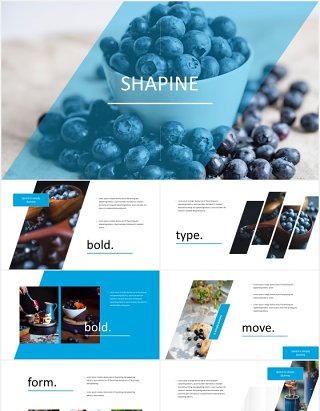 蓝色国外图片排版PPT信息图表模板Shapine - Powerpoint Template