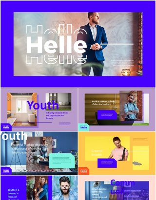 创意商务公司宣传介绍PPT模板helle creative powerpoint template