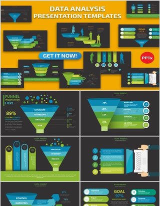 漏斗阶梯数据分析PPT信息图表Data Analysis Powerpoint