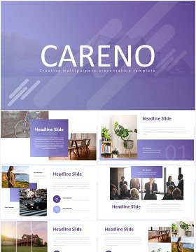 多套色系商务商业工作总结报告PPT国外模板careno powerpoint