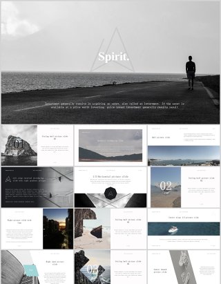 素雅寂静防空心灵境界文艺宣传PPT模板