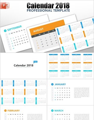 2018年日历PPT模板素材calendar 2018 for powerpoint