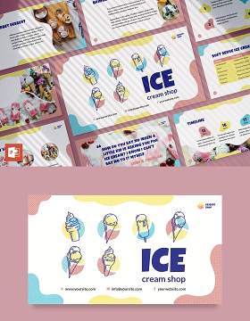 冰淇淋店美食餐饮创意PPT模板Ice Cream Shop PowerPoint Presentation Template