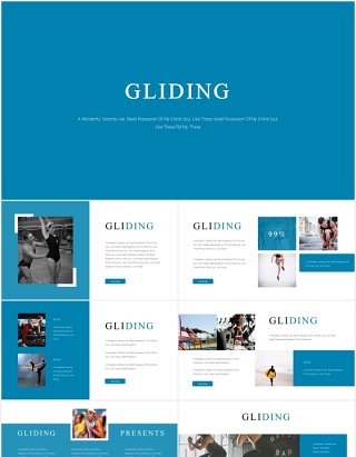 简约国外运动健身PPT信息图表模板Gliding Powerpoint Template