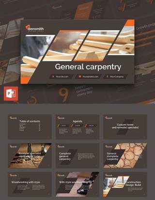 木匠木材行业PPT版式模板Carpenter PowerPoint Presentation Template