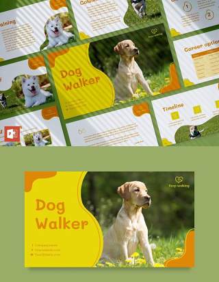 宠物市场服务报告遛狗PPT模板不含照片Dog Walker PowerPoint Presentation Template