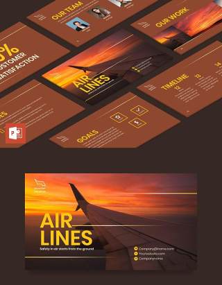 航空公司宣传介绍PPT模板不含照片Airlines Aviation PowerPoint Presentation Template