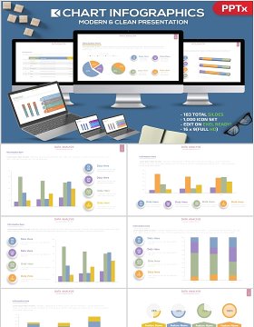 立体柱状图饼图PPT信息图表元素Chart Infographics Powerpoint