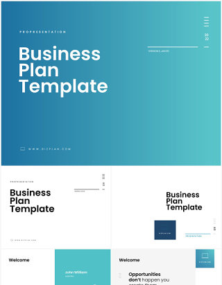 简约商业计划书PPT模板（无图可插图）Biz Plan Pptx Templates