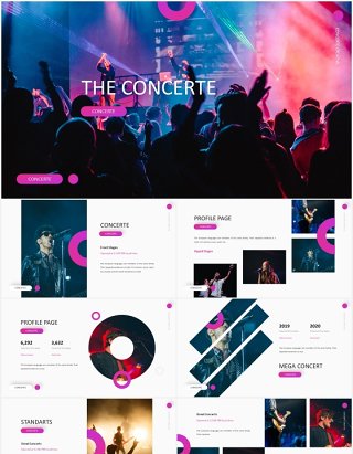 时尚娱乐音乐演唱会乐队宣传PPT模板The Concerte - Powerpoint Template