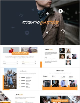 简约国外图片排版信息图表PPT模板Stratocaster Powerpoint Template