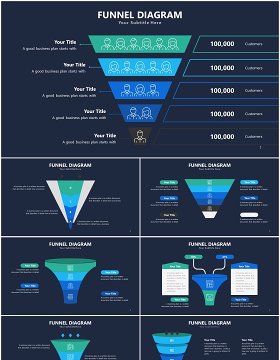 深色销售漏斗图数据分析PPT图表素材Funnel Slides V4 Powerpoint Template