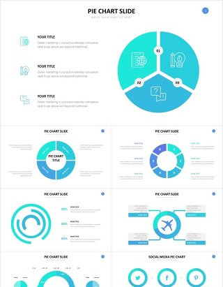 圆形饼图可视化信息图表PPT素材Pie Chart Slides Powerpoint Template