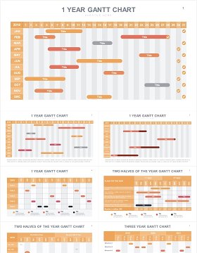 项目进度甘特图表格PPT信息图表素材Gantt Slides V2 Powerpoint Template