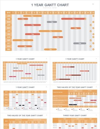 项目进度甘特图表格PPT信息图表素材Gantt Slides V2 Powerpoint Template