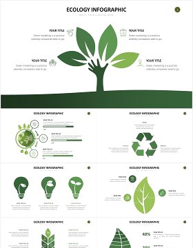 绿色环保生态树叶PPT信息图表素材Ecology Slides Powerpoint Template