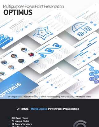 12套色系多用途PPT信息图表幻灯片Optimus - Multipurpose PowerPoint Presentation