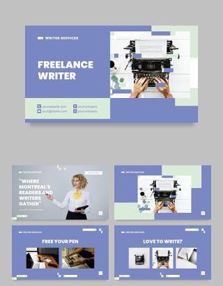 自由撰稿人作家文字编辑者PPT模板不含照片Freelance Writer PowerPoint Presentation Template