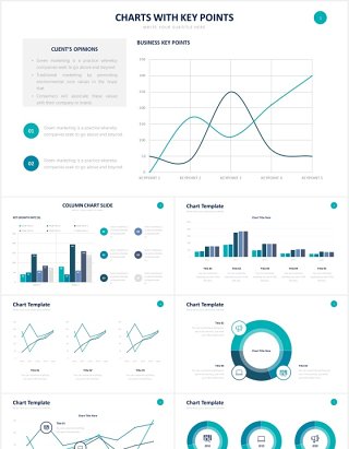 折线面积堆积图数据信息图表PPT素材Chart Slides Powerpoint Template