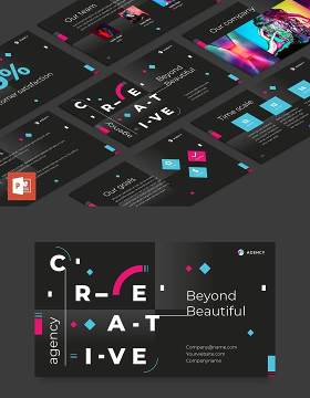 黑色创意广告策划公司宣传简介PPT模板不含照片Creative Agency PowerPoint Presentation Template
