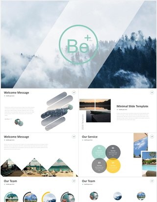 国外图片排版信息图表PPT模板Be+Plus powerpoint template