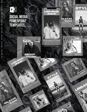 高端灰色手机竖版社交媒体PPT模板Social Media PowerPoint Template