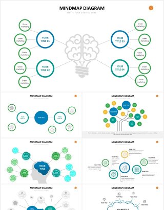 思维导图头脑风暴思维树PPT图表素材Mindmap Slides Powerpoint Template