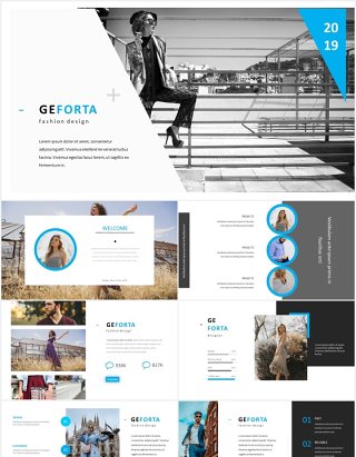 时尚模特形象设计摄影PPT模板geforta powerpoint template