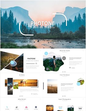 摄影电子照片展示国外PPT图片排版模板Photone Powerpoint Template