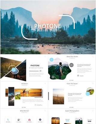 摄影电子照片展示国外PPT图片排版模板Photone Powerpoint Template