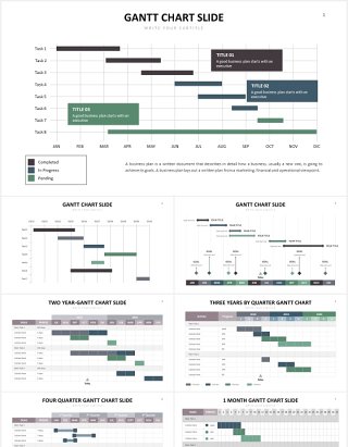 项目进度甘特图表格PPT信息图表素材Gantt Slides V1 Powerpoint Template