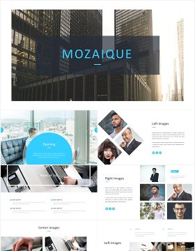 国外商务工作计划总结报告PPT模板Mozaique - Powerpoint Template