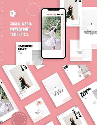 清新简约手机竖版社交媒体PPT模板Social Media PowerPoint Template