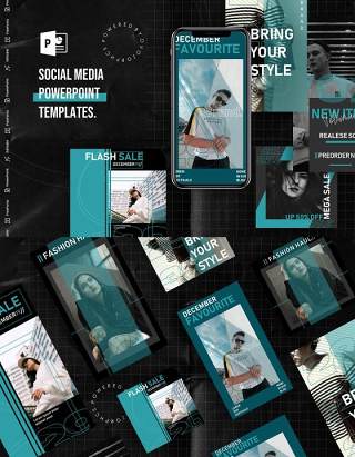 欧美风手机移动端社交媒体杂志PPT版式模板Social Media PowerPoint Template