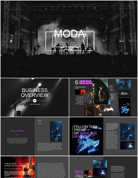 黑色时尚风格宣传介绍PPT模板Moda - Fashion & Style Powerpoint Template