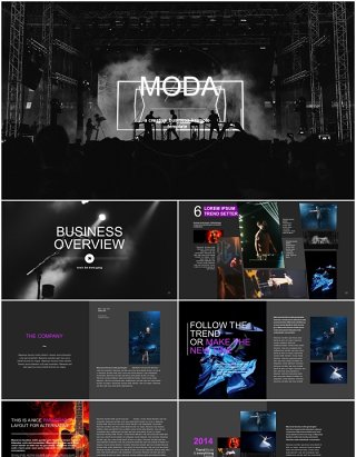 黑色时尚风格宣传介绍PPT模板Moda - Fashion & Style Powerpoint Template