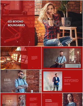 红色时尚创意宣传介绍PPT模板meka creative powerpoint template