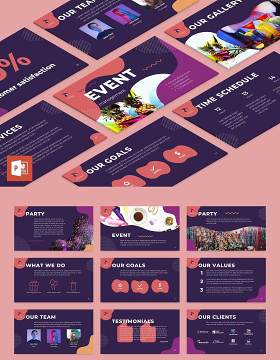 紫色活动项目管理宣传策划PPT模板不含照片Event Management PowerPoint Presentation Template