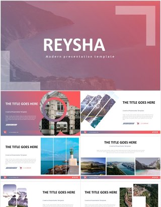 渐变色公司宣传产品展示工作报告PPT国外模板reysha powerpoint template