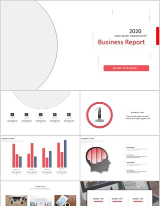 红色简约商业报告工作计划总结PPT模板