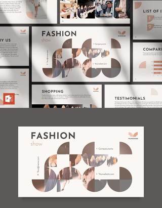 品牌时尚服装时装秀宣传介绍PPT模板不含照片Fashion Show PowerPoint Presentation Template