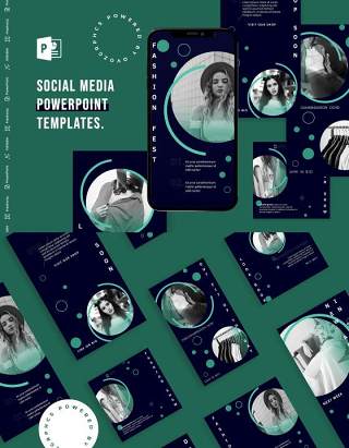 深色手机竖版社交媒体PPT模板Social Media PowerPoint Template