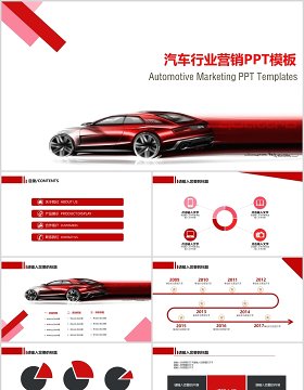 红色简约汽车行业营销策划推广宣传介绍PPT模板